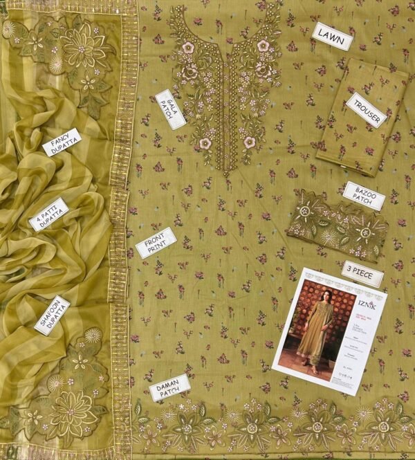 Iznik 3PC Digital Printed Lawn Suit – Heavy Embroidered Eid Collection 2026 (Unstitched)