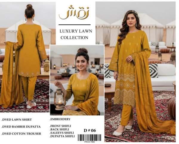 Naqsh 3PC Luxury Lawn Suit – Heavy Embroidered Eid Collection 2026 (Unstitched)