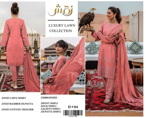 Naqsh 3PC Luxury Lawn Suit – Heavy Embroidered Eid Collection 2026 (Unstitched)