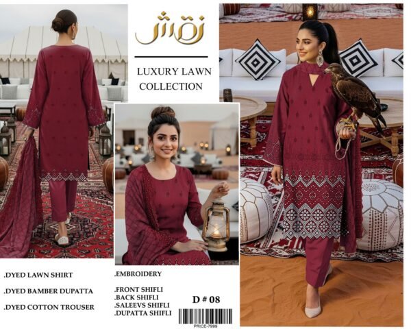 Naqsh 3PC Luxury Lawn Suit – Heavy Embroidered Eid Collection 2026 (Unstitched)