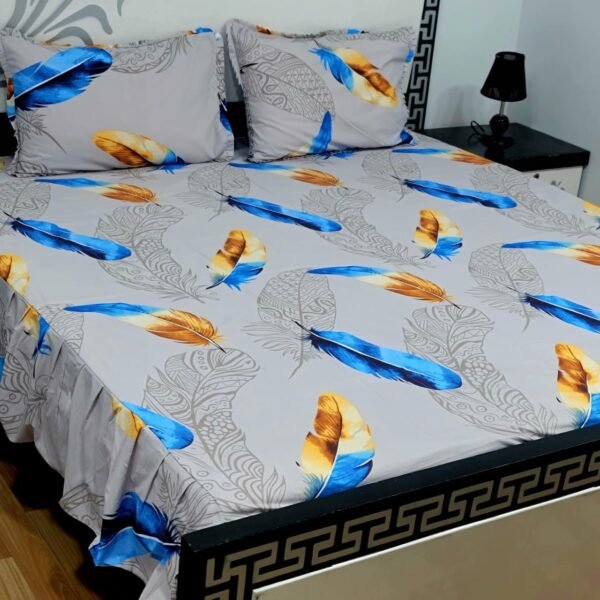 3 piece stiched 2 sided frill bedsheets