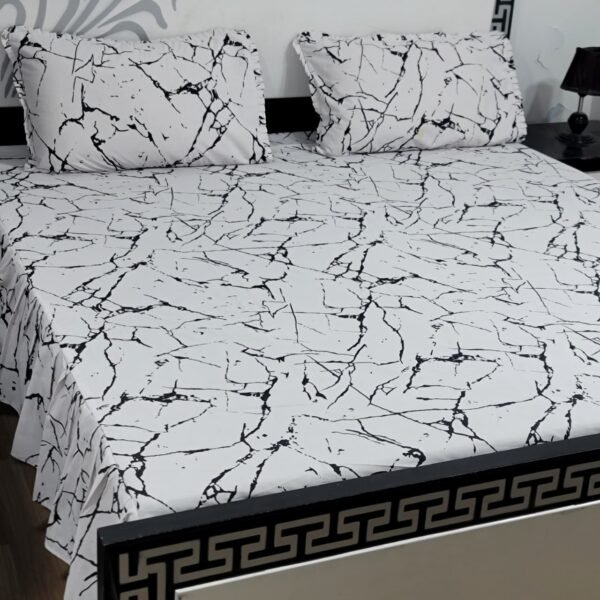 3 piece stiched 2 sided frill bedsheets