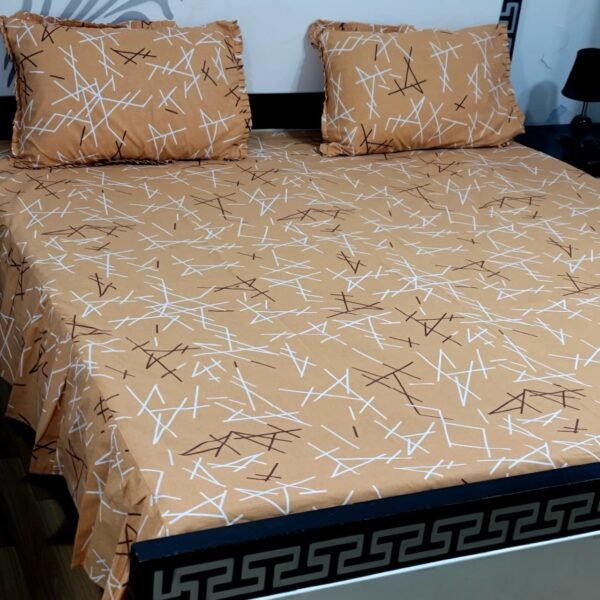 3 piece stiched 2 sided frill bedsheets