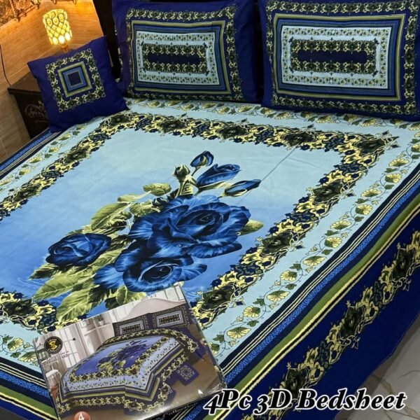 bede1 3 D PANAL BEDSHEET CRYSTAL COTTON