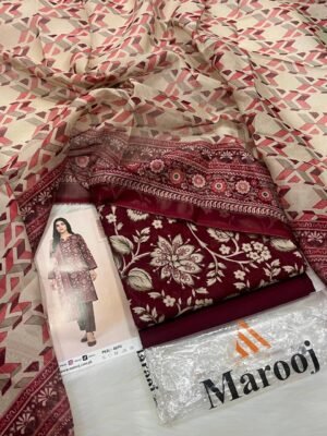 Marooj 3PC Lawn Suit – Original Outlet Stock Summer Collection 2026 (Unstitched)