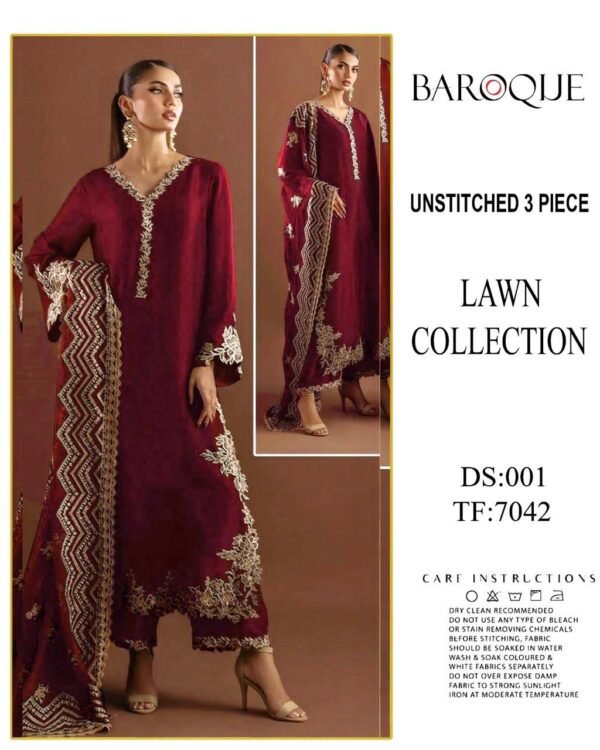 Baroque 3PC Lawn Suit – Heavy Embroidered Eid Collection 2026 (Unstitched)